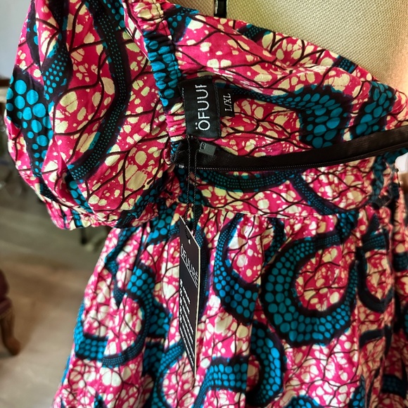 ÖFUURË African Print Off-Shoulder Mini Dress L/XL - Picture 7 of 8